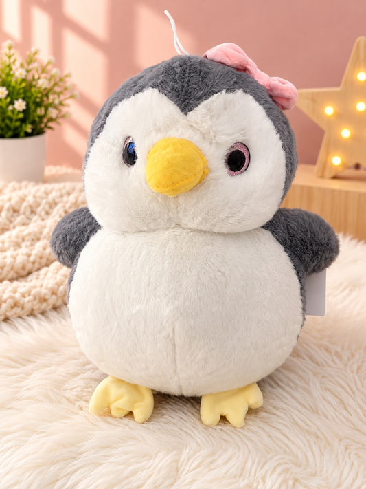 Cute Penguin Plush Toy with Pink Bow – Soft Stuffed Animal