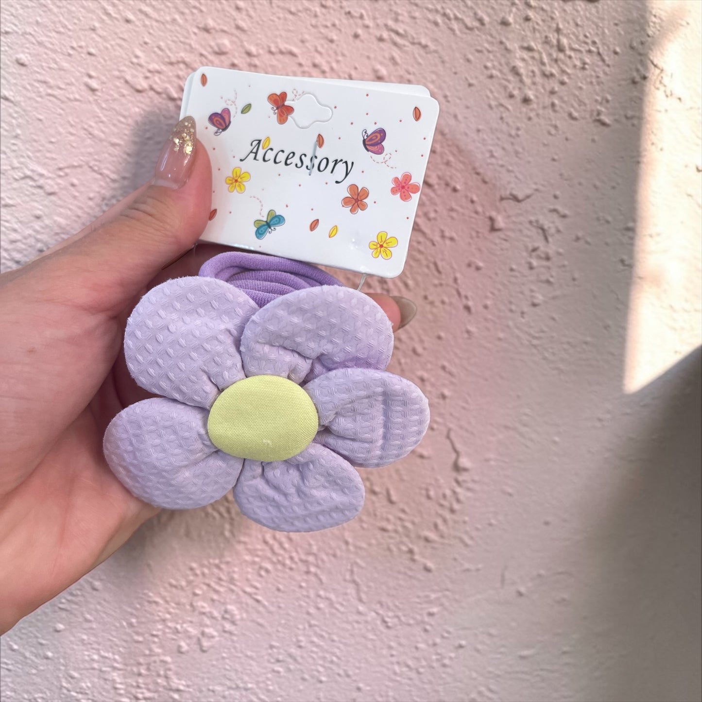 3Pcs Cute Daisy Flower Hair Ties Set – Soft Pastel Elastic Hair Bands for Girls