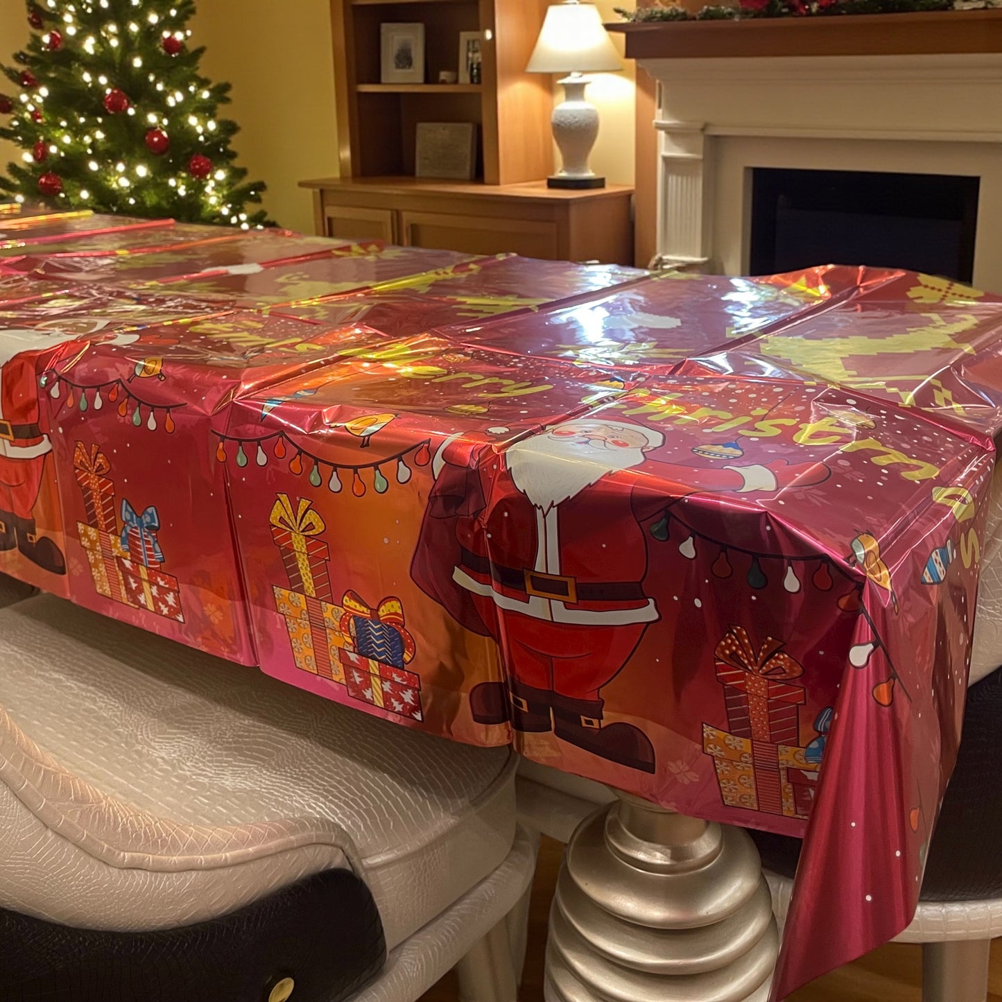 Tablecloth Waterproof For Christmas Party Backdrop Decorations Ornaments Disposable Aluminum Foil Table rectangle cover 1.37m*1.83m