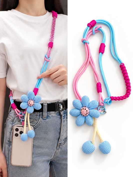 Cute Flower Phone Strap – Adjustable Crossbody & Wrist Lanyard