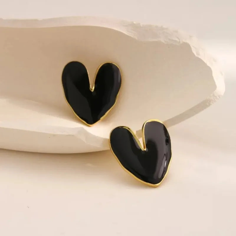 Pearl Heart Stud Earrings – Stainless Steel