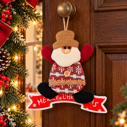 Christmas Plush Santa Door Hanging Decoration – Merry Christmas Sign