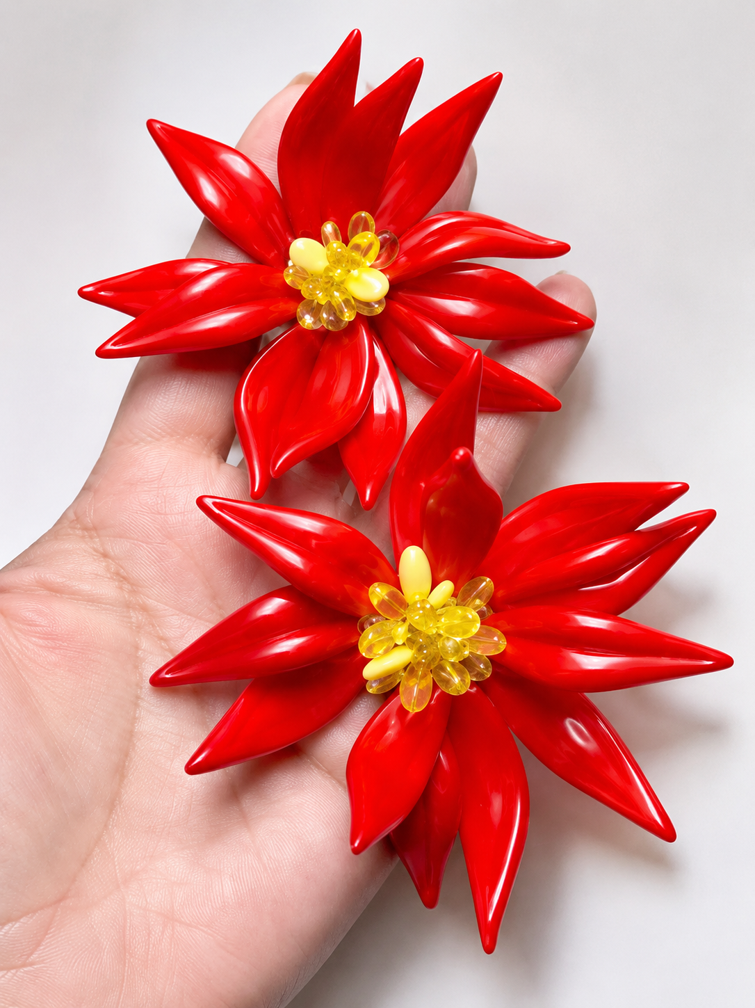 Exaggerated Trending RedFloral Beaded Earrings Women's Fashion Statement Studs New Style Jewelry Accessories Luxury Sensation