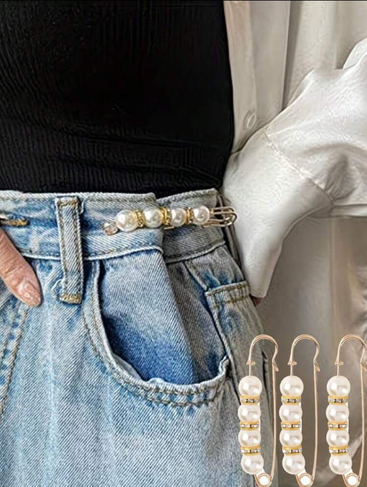 2pcs Pearl Waist Clip Pearl Shawl Buckle Suitable For Sweaters, Dresses, Skirts, And Jeans, Anti Glare Brooch Waist Clip Buckle, Daily Wear, Home Decoration, Waist Circumference Reduction Artifact