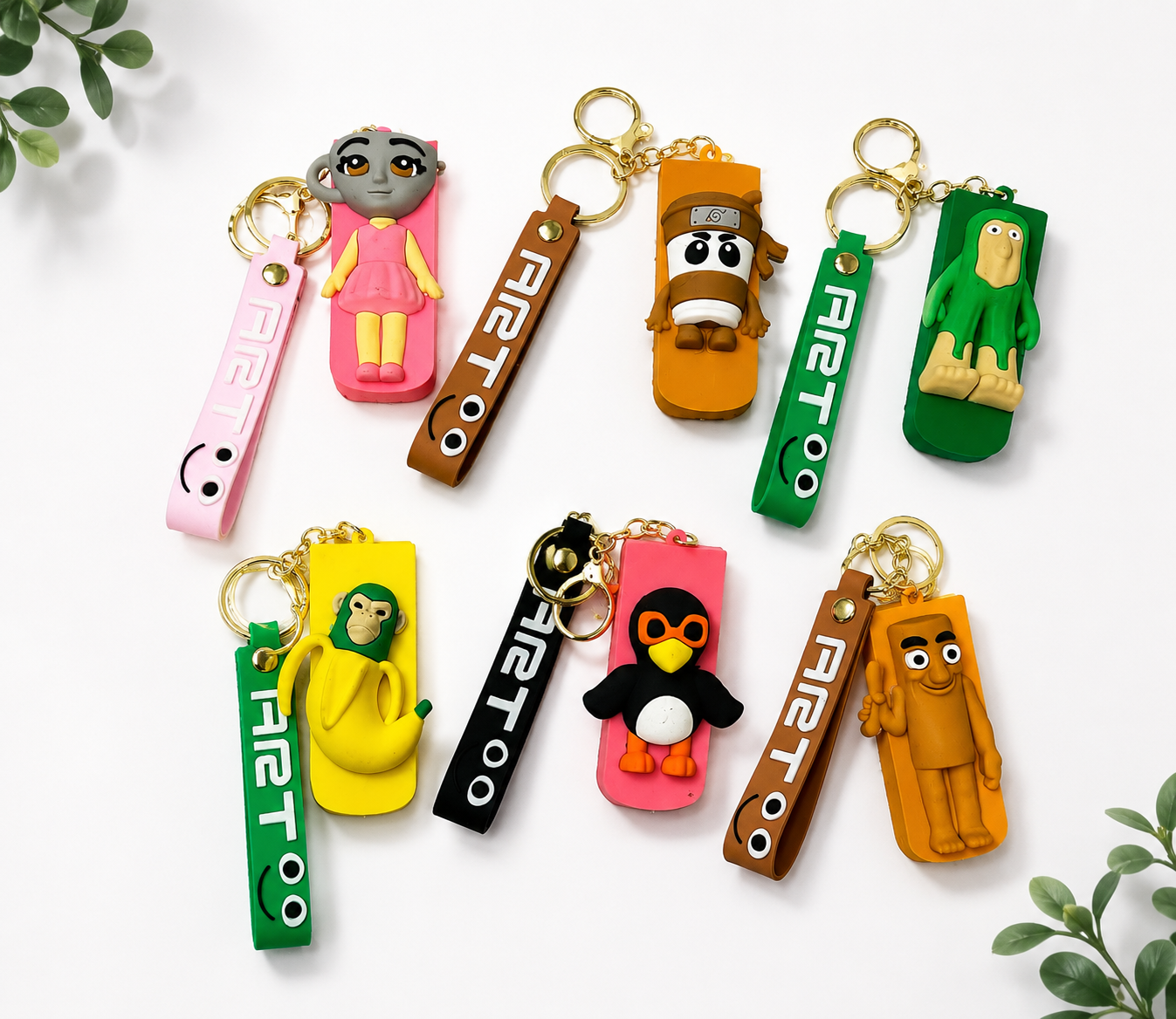 Cute Cartoon Character Keychain with Mini Comb & Mirror