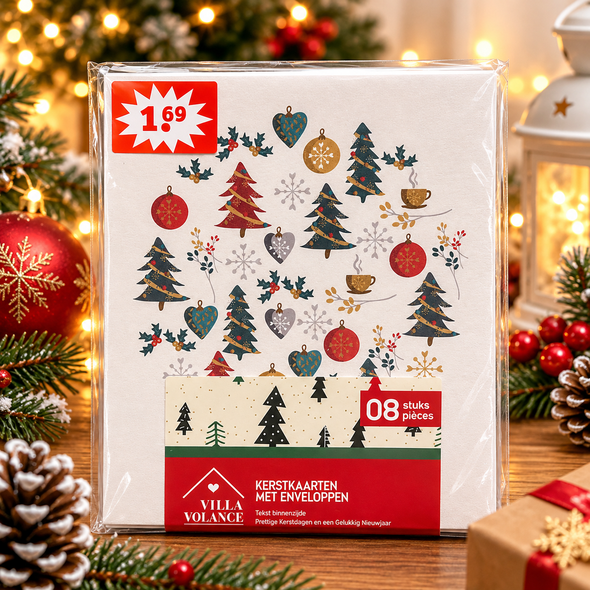 Christmas Greeting Cards with Envelopes – Festive Holiday Design, 8 Pieces