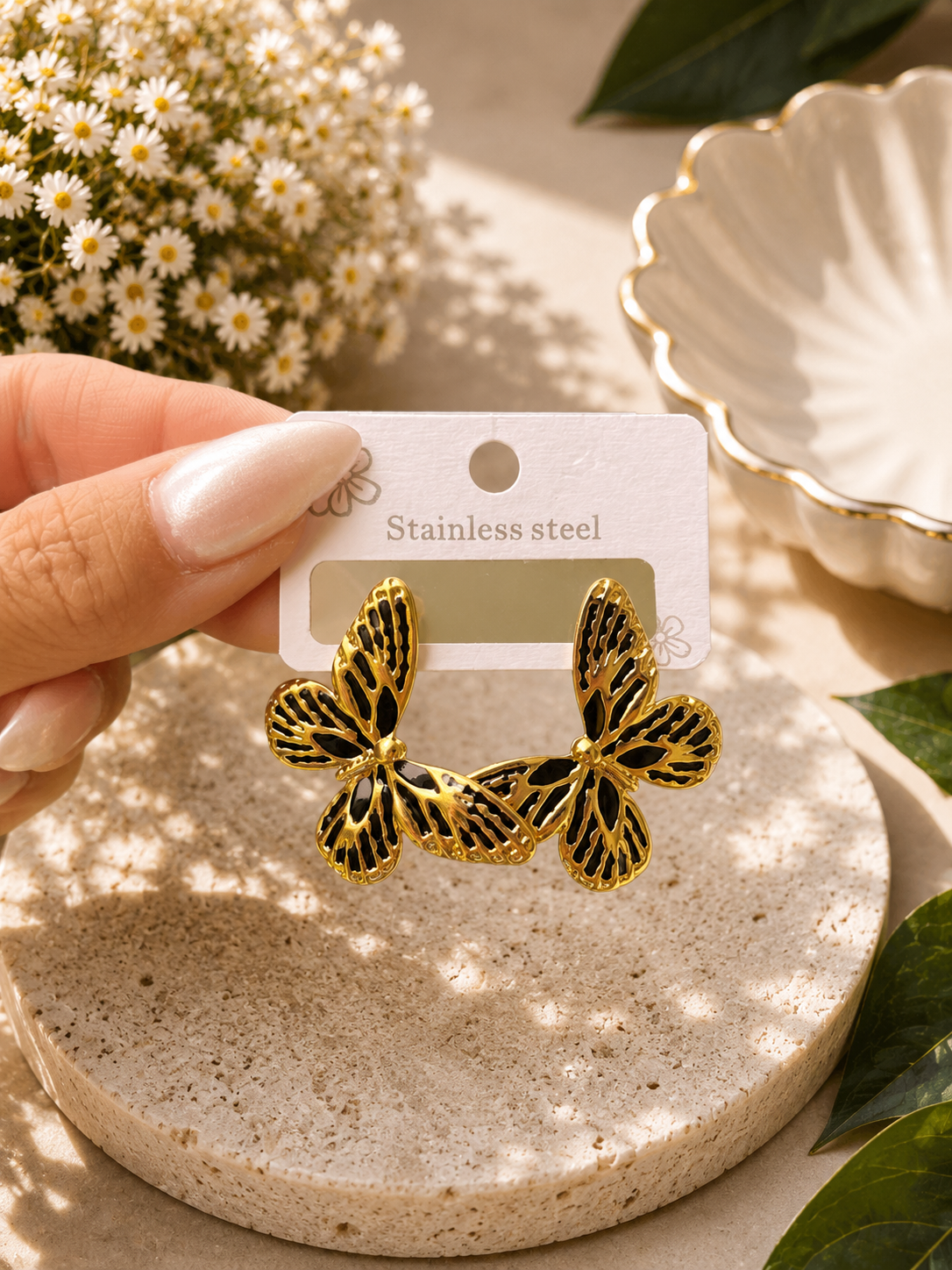 Stainless Steel Floral & Butterfly Earrings Collection