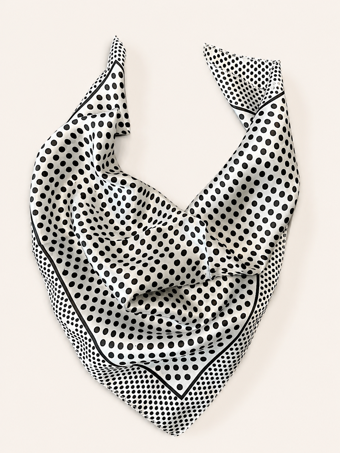 Classic Polka Dot Satin Square Scarf – Black & White
