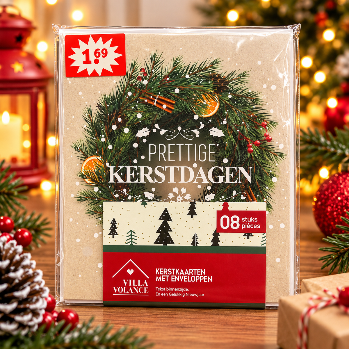 Christmas Greeting Cards with Envelopes – Festive Holiday Design, 8 Pieces