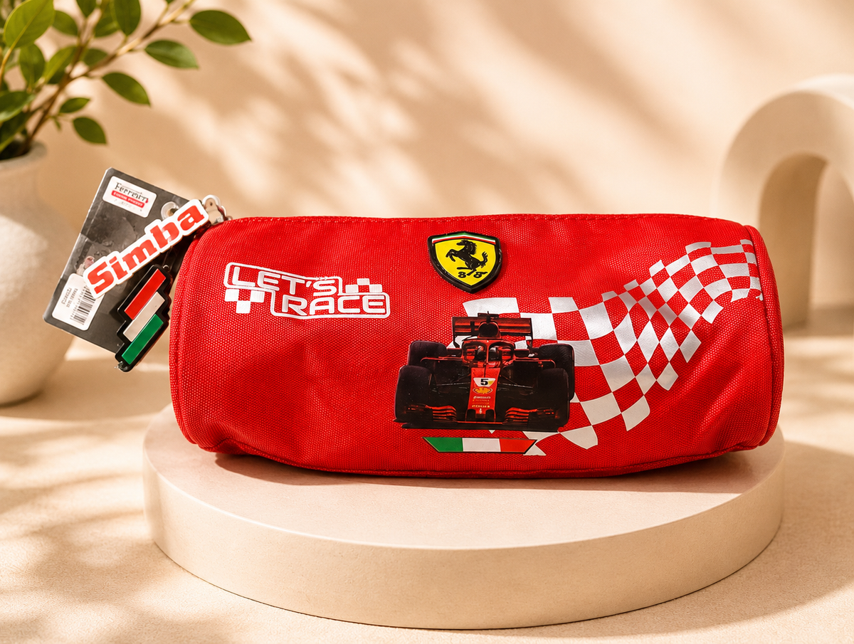 🏎️ Ferrari “Let’s Race” Pencil Case – Red