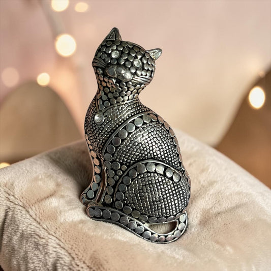 Vintage Silver Cat Brooch Pin
