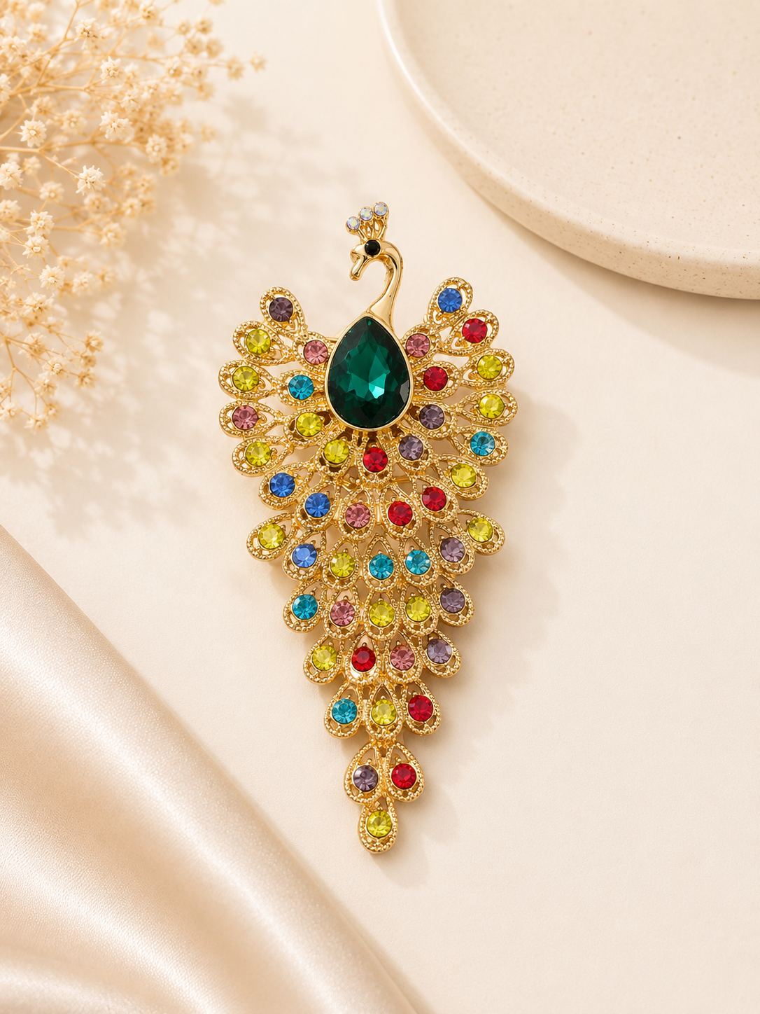 Royal Peacock Crystal Brooch