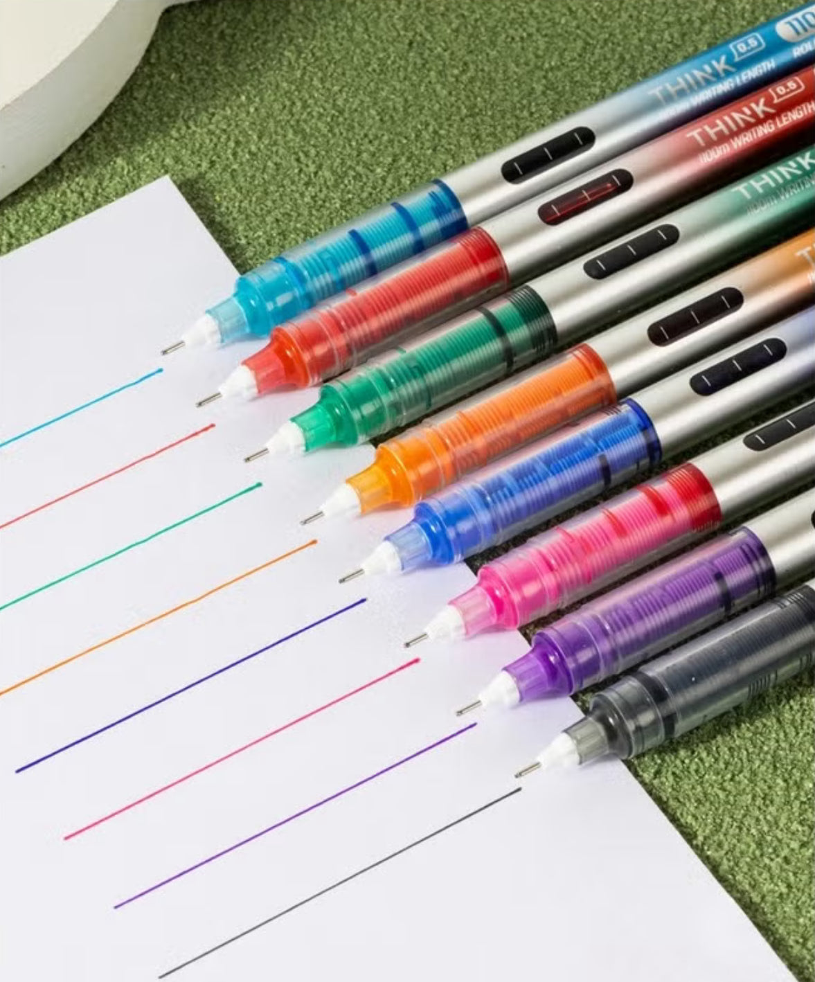 8-Piece Needle Tip Roller Pen 0.5mm Tip Multicolour