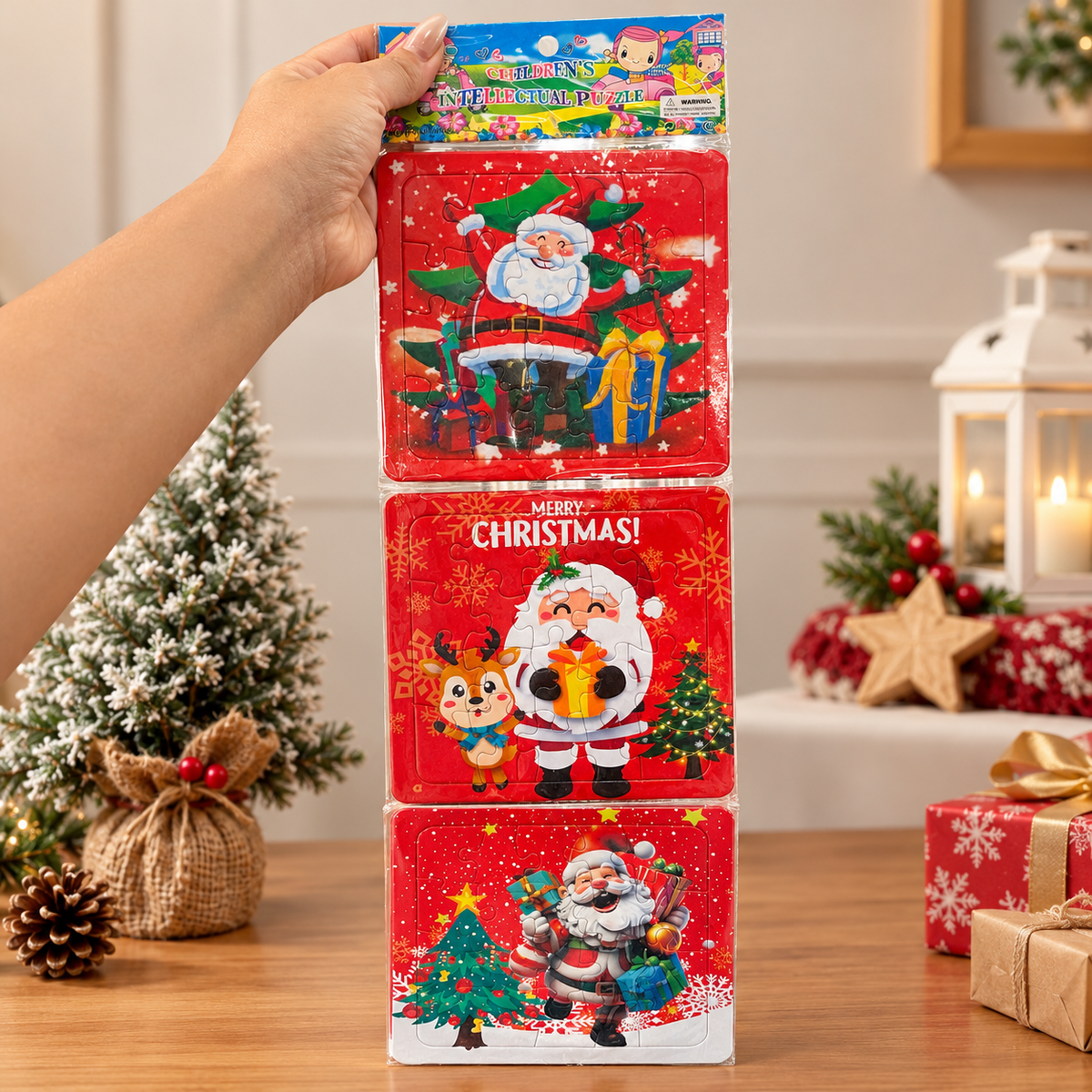 Christmas 2-in-1 Cartoon Puzzle & Coloring Set for Kids – Santa Claus Designs