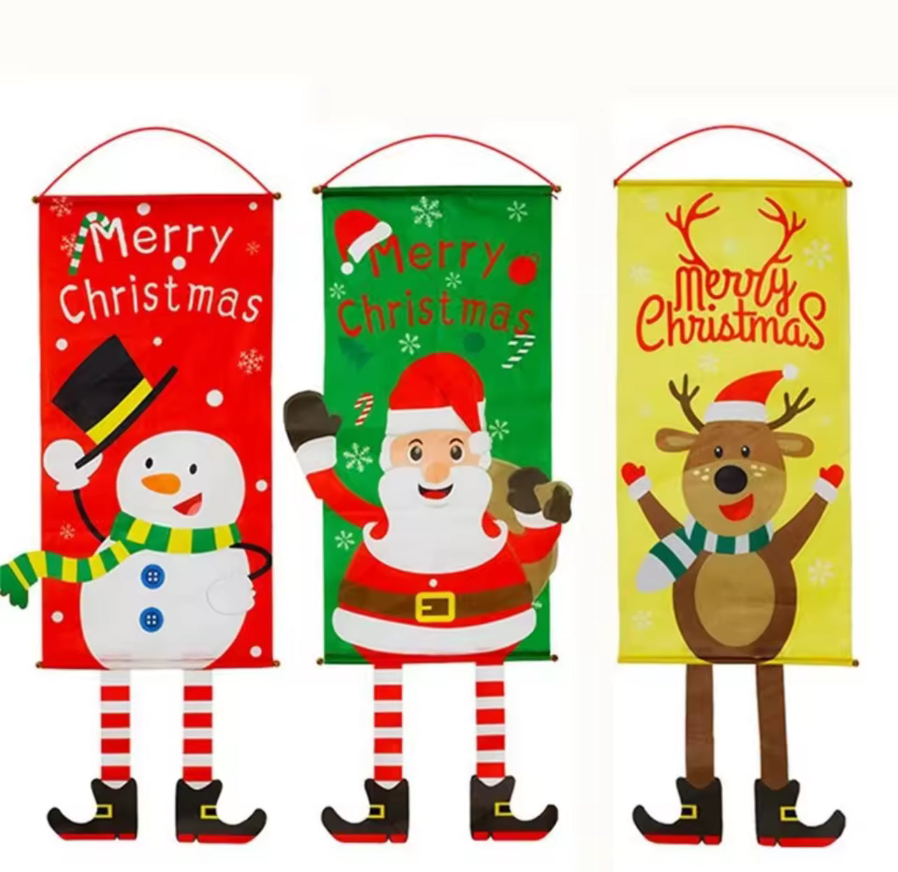 Merry Christmas Santa Claus Banne Home Decoration Party Supplies Elk Snowman Window Hanging Door Hanging Ornament Festival Gifts