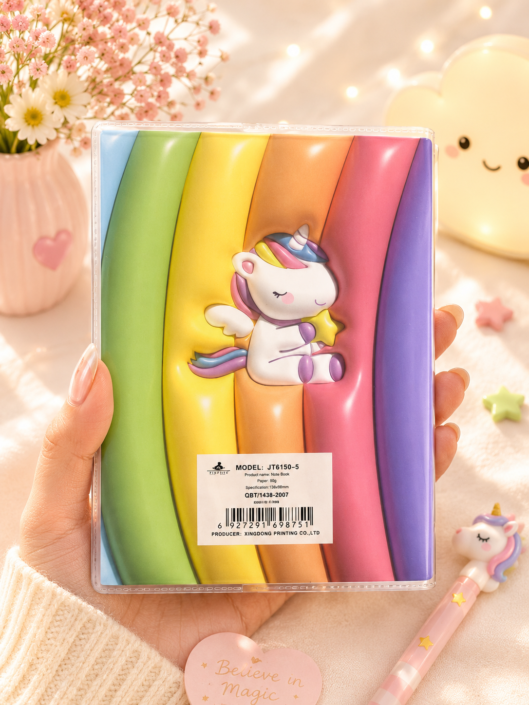 Cute Unicorn Pastel Notebook – Kawaii Rainbow Design