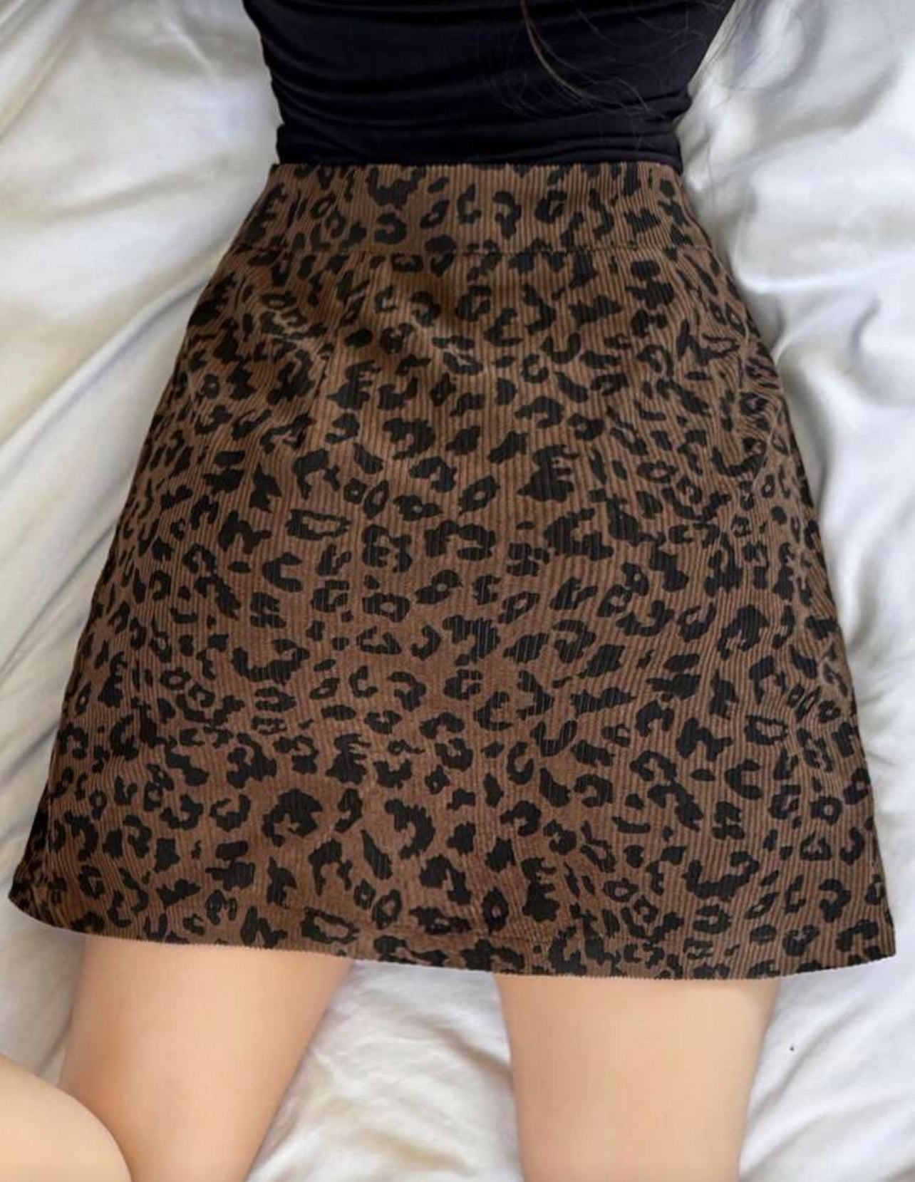 DAZY Women Leopard Print Button Zip Up Mini Skirt - Small