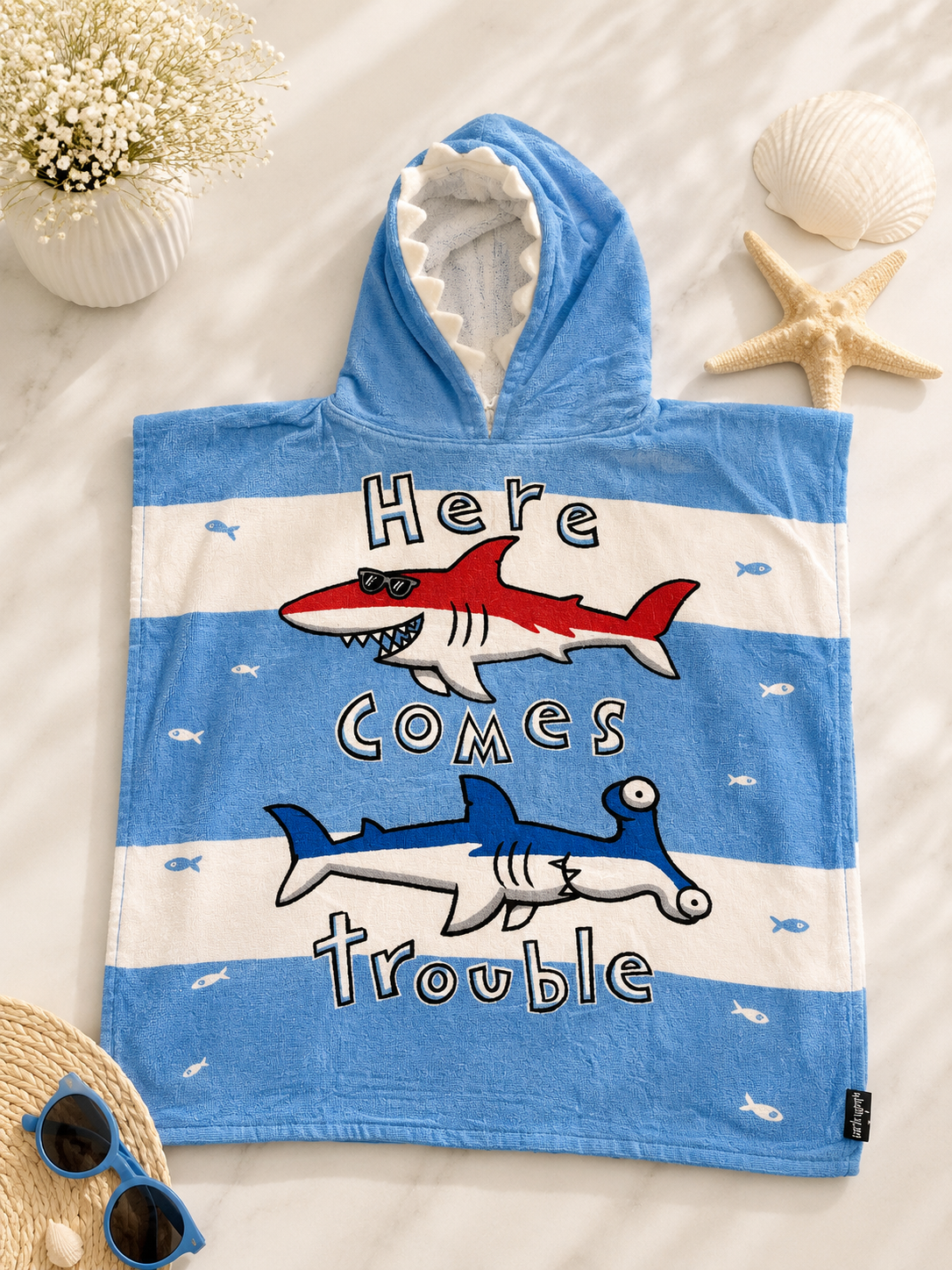 Boys & Girls Kids Hooded Beach Poncho Towel - Free Size