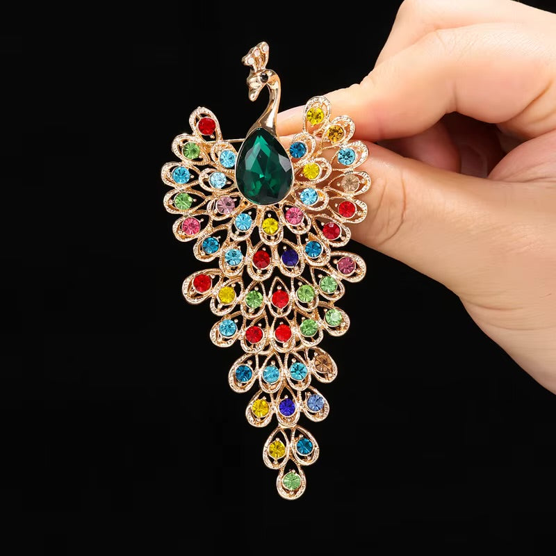 Royal Peacock Crystal Brooch