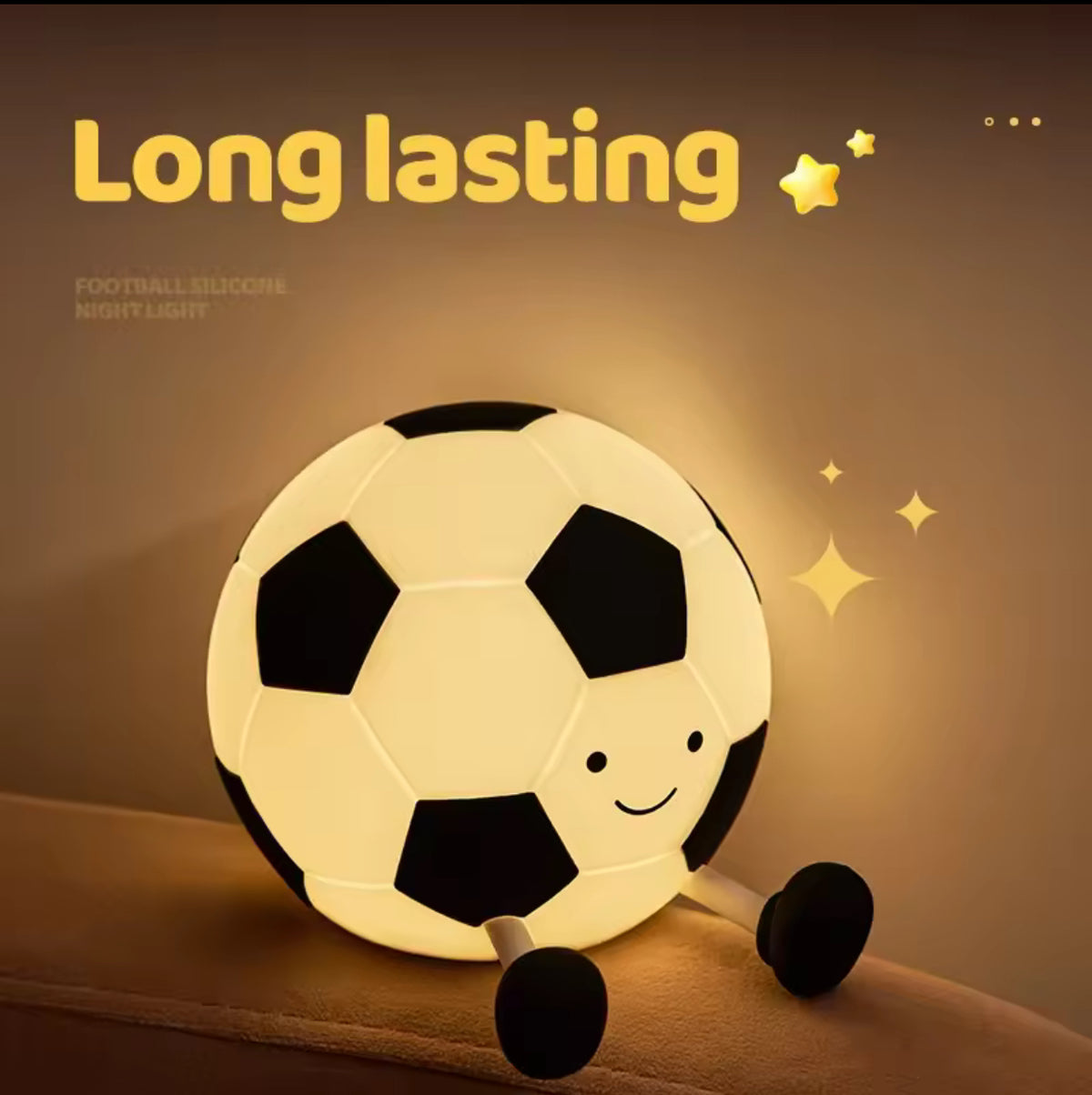 Soft Silicone Football Night Light - USB Rechargeable Touch Control 3-Level Dimmable Bedside Lamp for Nursery, Kids, Babies & Gift Decor
