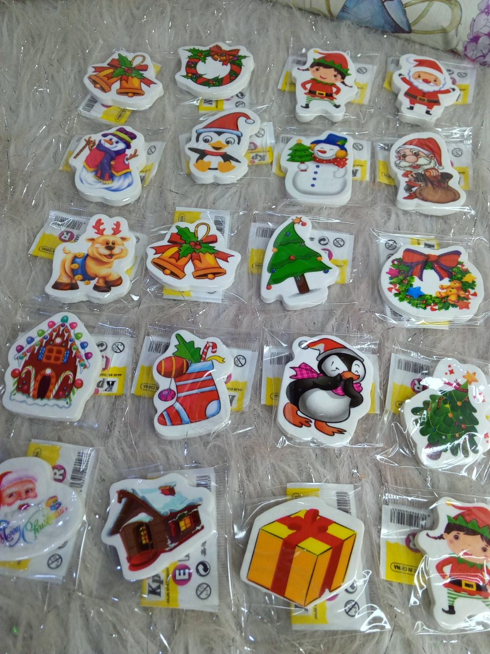 6PCs Christmas Themed Kids Eraser