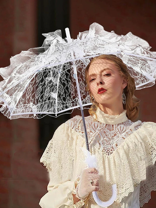Elegant Wedding Bride Umbrella White Lace Umbrella Sunshade Marriage Bridal Umbrella Party Photo Props Decor Wedding Accessories