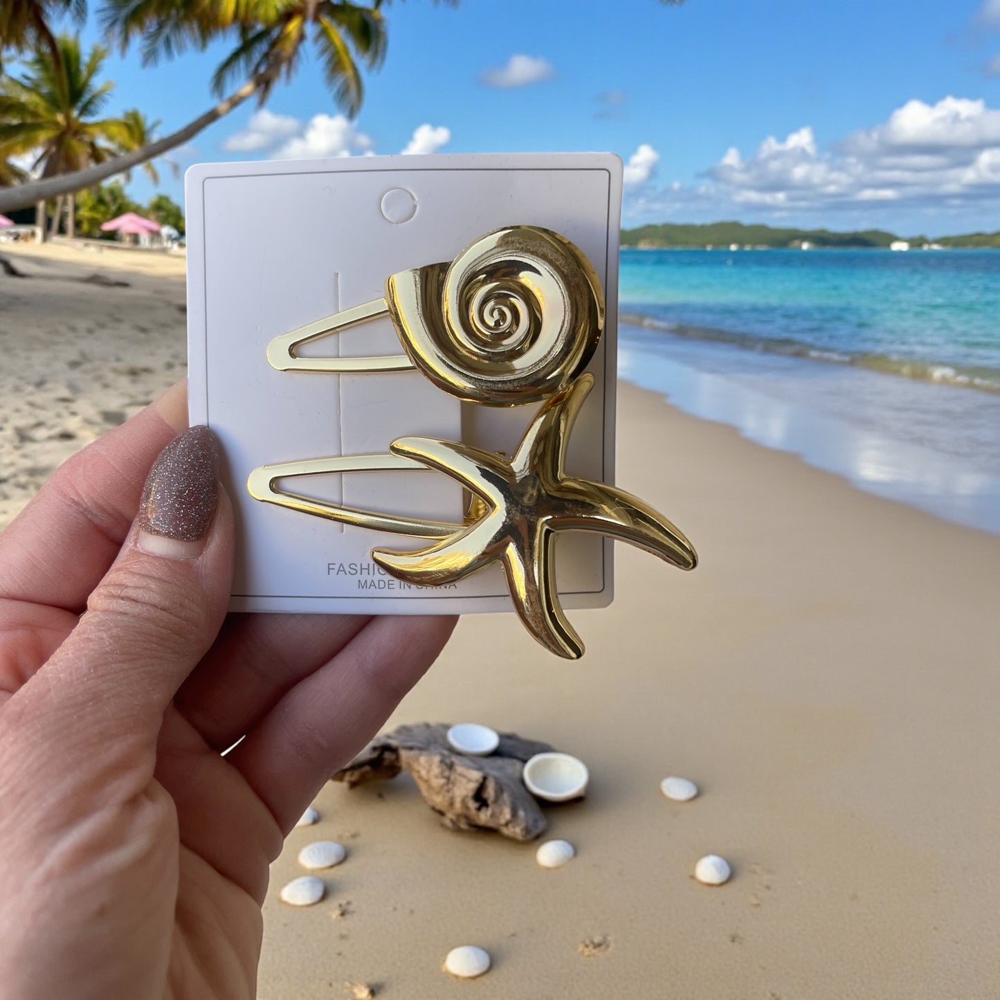 ✨ Coastal Gold Hair Clips – Sea-Inspired Elegance for Every Look - 2Pcs Shell Hair Clips Set