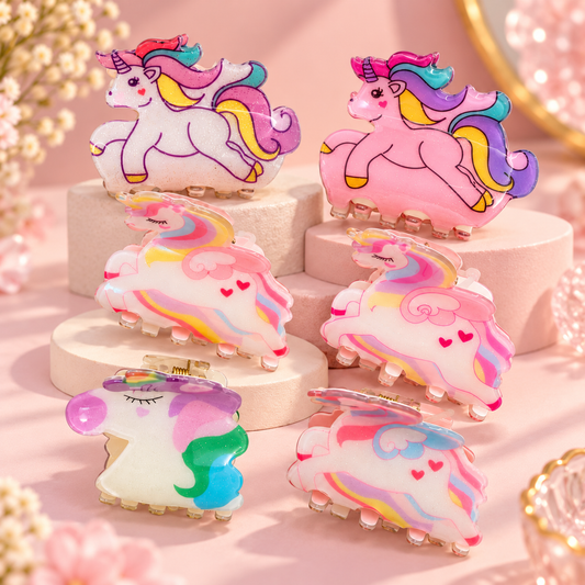 Unicorn Fantasy Hair Claw Clips Set – 6 Pieces