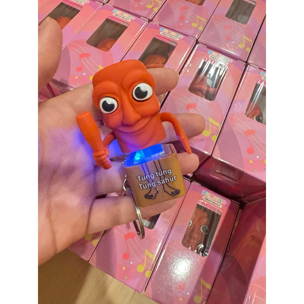 Tung Tung Tung Sahur Keychain Vioce LED Key Press Button Italian Brainrot Tralalero Tralala Shark Bag Pendants Key Accessories