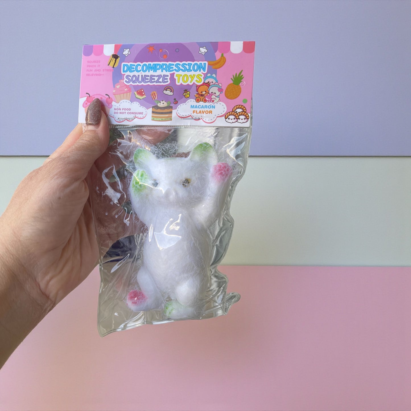 Stress Relief Cat Squeeze Toy Realistic TPR Fidget Toy for Anxiety Soft Sensory Toy for Kids Teens Adults Mochi Squishy