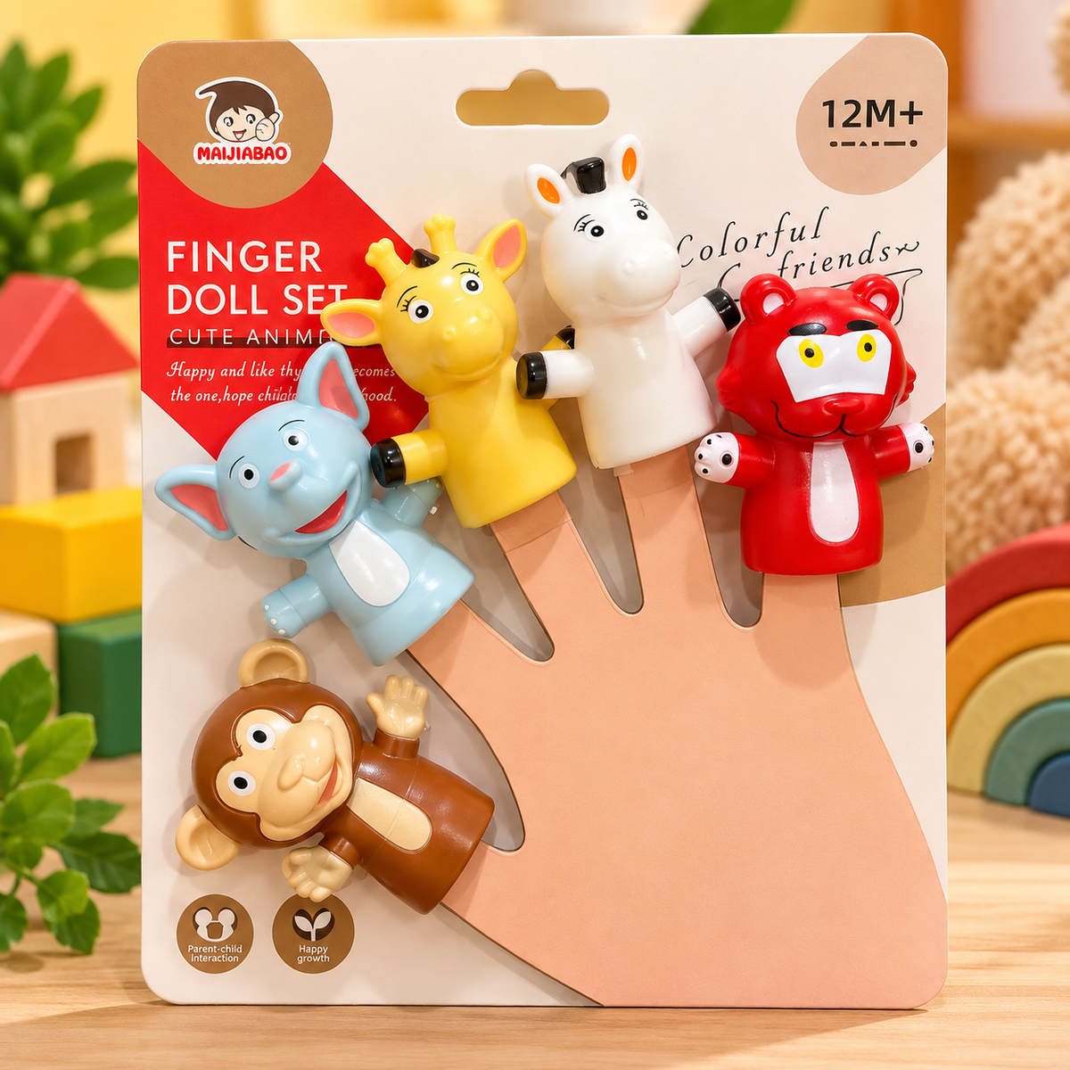 5-Piece Animal Finger Puppet Set – Colorful Cute Characters