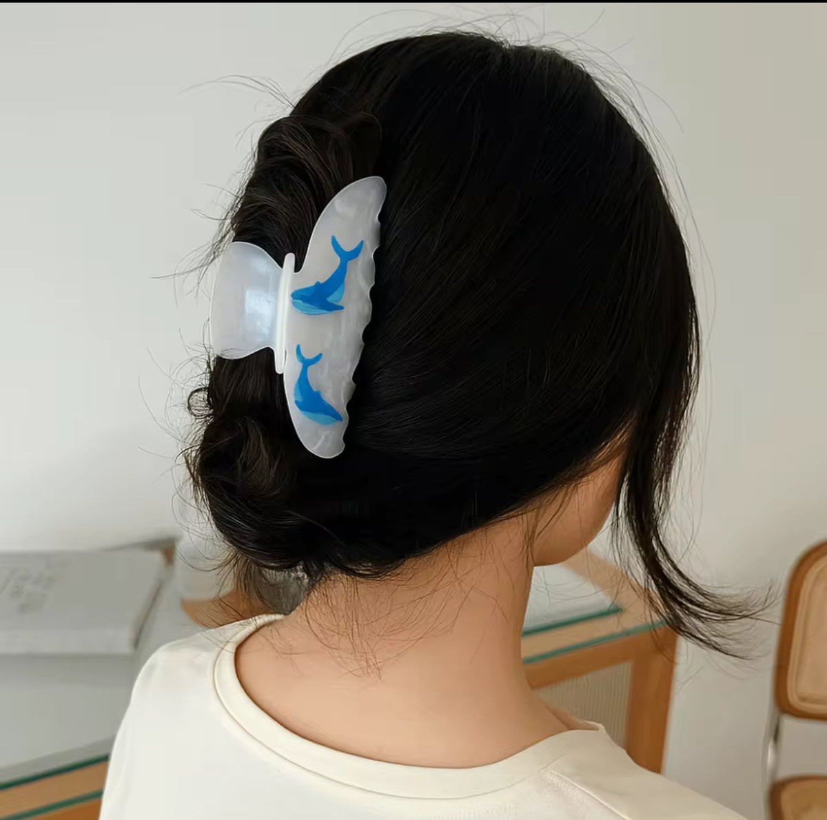 Ocean Series Acetate Hair Claw Clip Beach Vacation Starfish Seashell Print Shark Clip for Women Sweet Hair Accessories