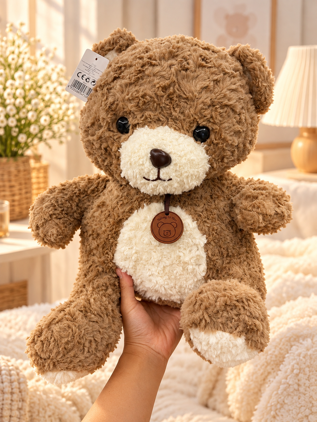 Soft Plush Teddy Bear – Brown & Cream