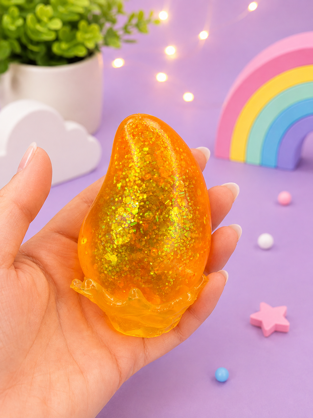 Glittery Egg Squishy Sensory Toy – Super Soft Squeeze Toy