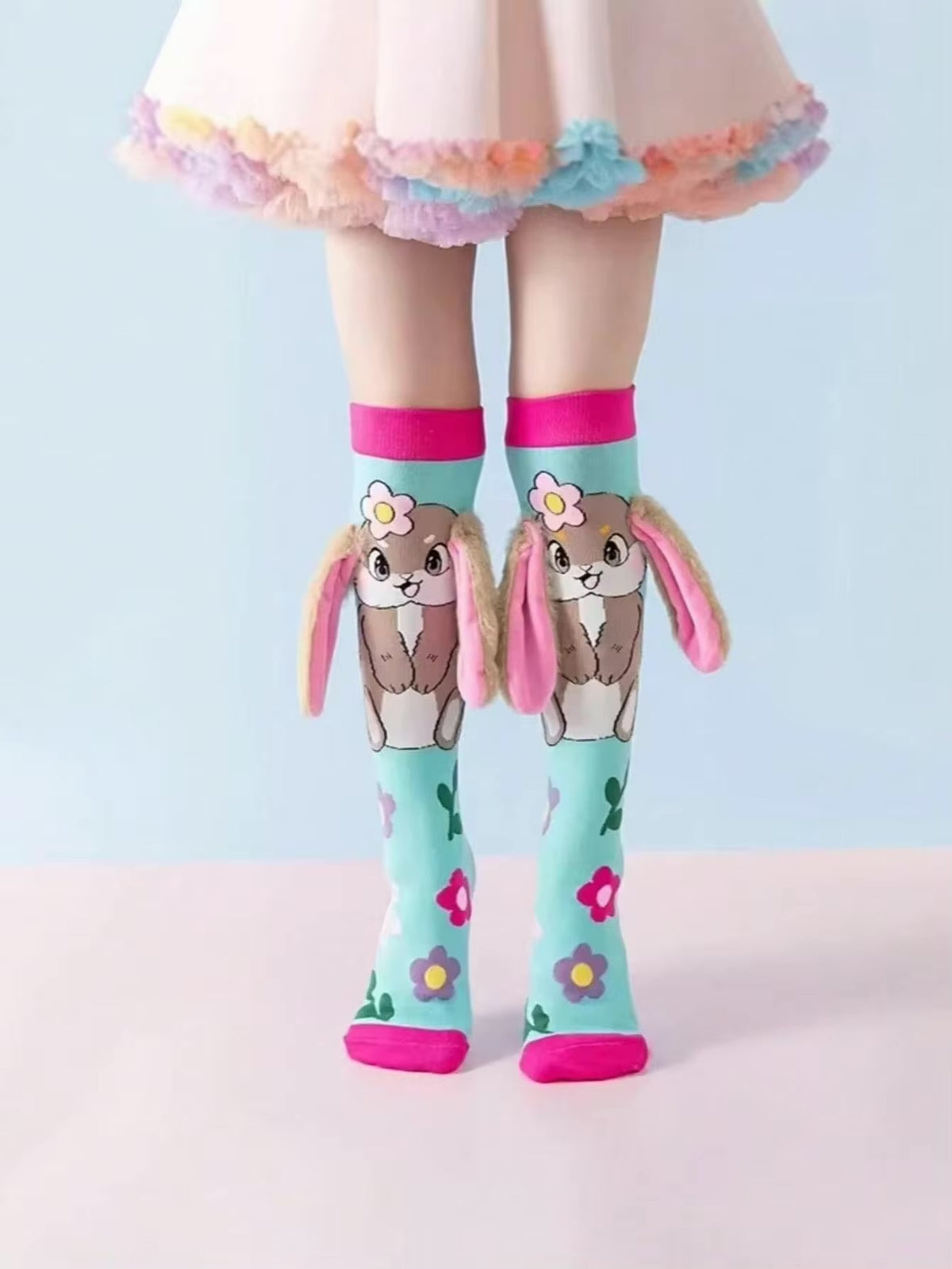 Kids’ Cute Bunny Knee-High Socks with 3D Fluffy Ears