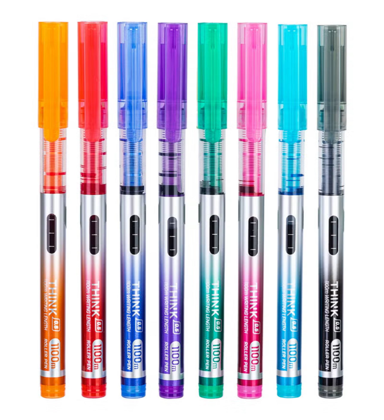 8-Piece Needle Tip Roller Pen 0.5mm Tip Multicolour