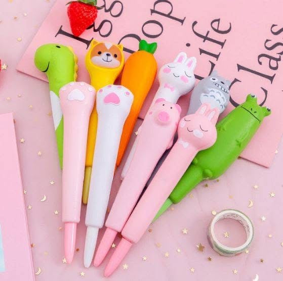 1Pcs Cute Soft Gel Pen Kawaii Decompression Pen Stationery Office School Supply Lovely Cartoon Pen Sponge Slow Rebound Gel Pen
