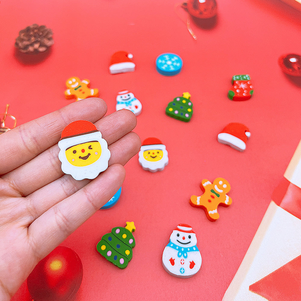 🎄 Christmas Mini Erasers Set – 7 Festive Designs
