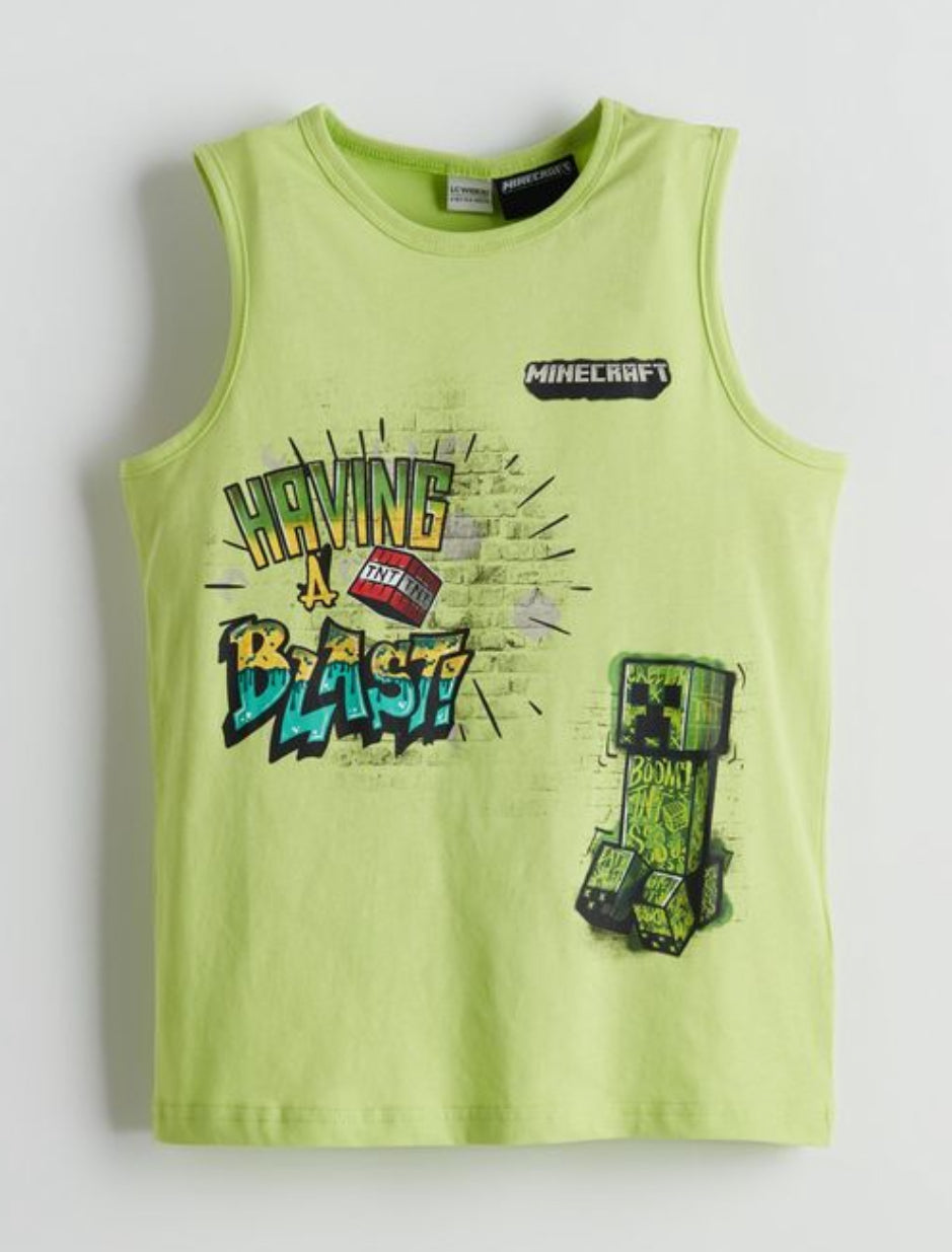 LCW Kids Crew Neck Minecraft Printed Boys' Tank Top and Swim Shorts