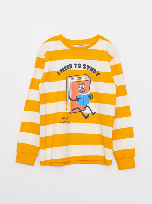 LCW Kids Crew Neck Printed Long Sleeve Boy T-shirt - 4,7 Years