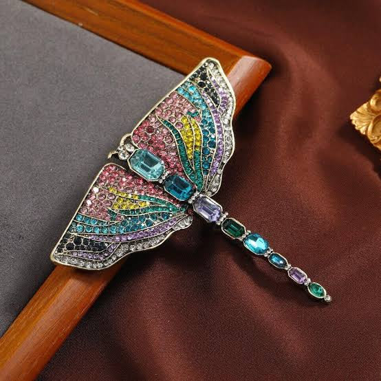 Luxury Crystal Dragonfly Brooch – Multicolor Rhinestone Statement Pin