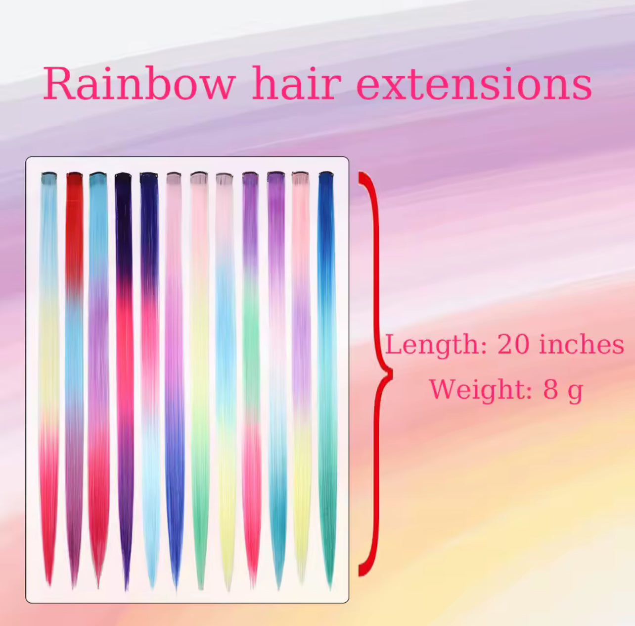 2Pcs Clip in Hair Extensions Synthetic Colored Hair Extensions Party Highlights Long Straight Hairpieces for Women