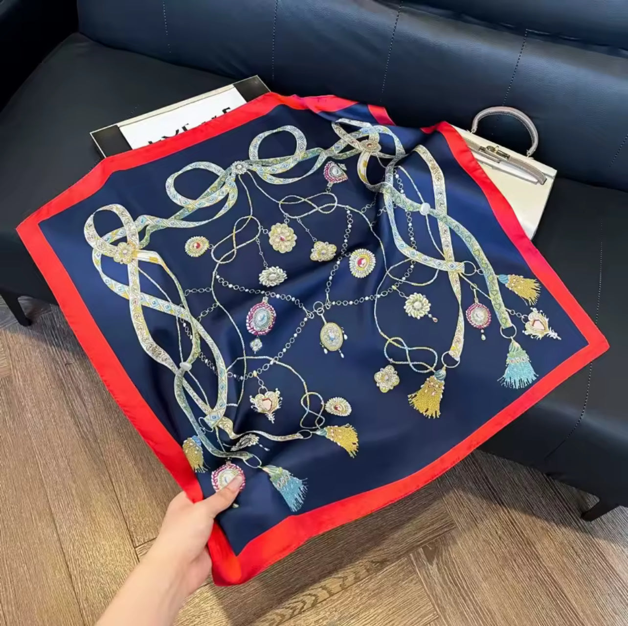 Women’s Satin Square Scarf – 50×50 cm – Assorted Elegant Styles
