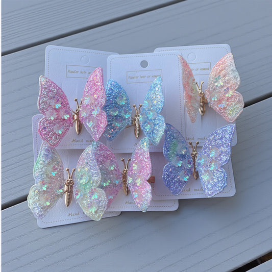 Rhinestone Butterfly Hairpin Multicoloured Moving Wings Hair Clip Headwear Hair Accessories for Children