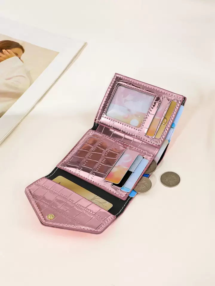 1-Piece Women's Stylish Glossy Crocodile Pattern Wallet, Compact And Exquisite, Easy To Carry, An Excellent Choice For Gifts