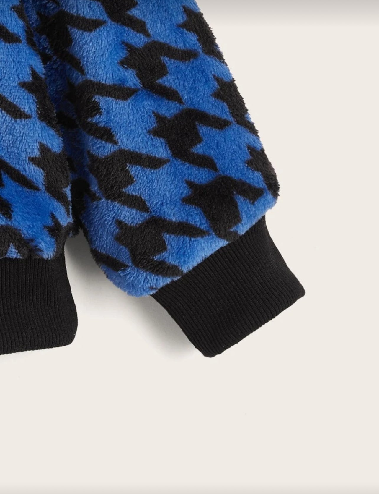 SHEIN Toddler Boys Houndstooth Print Drop Shoulder Flannel Sweatshirt - 3Y