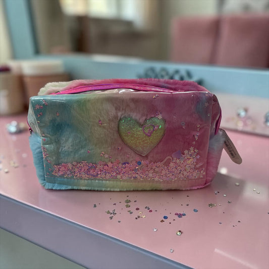 Pastel Fluffy Glitter Makeup Bag