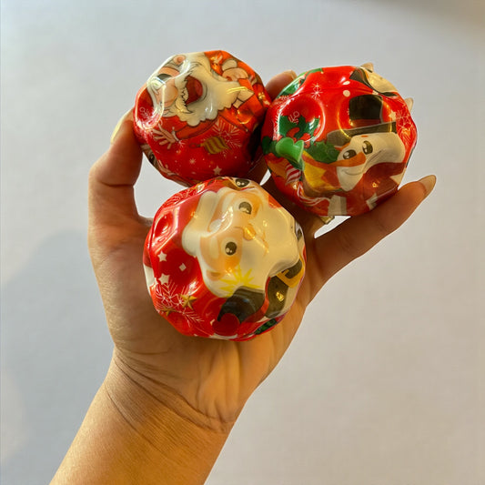 Christmas Squishy Stress Balls – Santa & Snowman Designs (Rubber Material) – 1pc