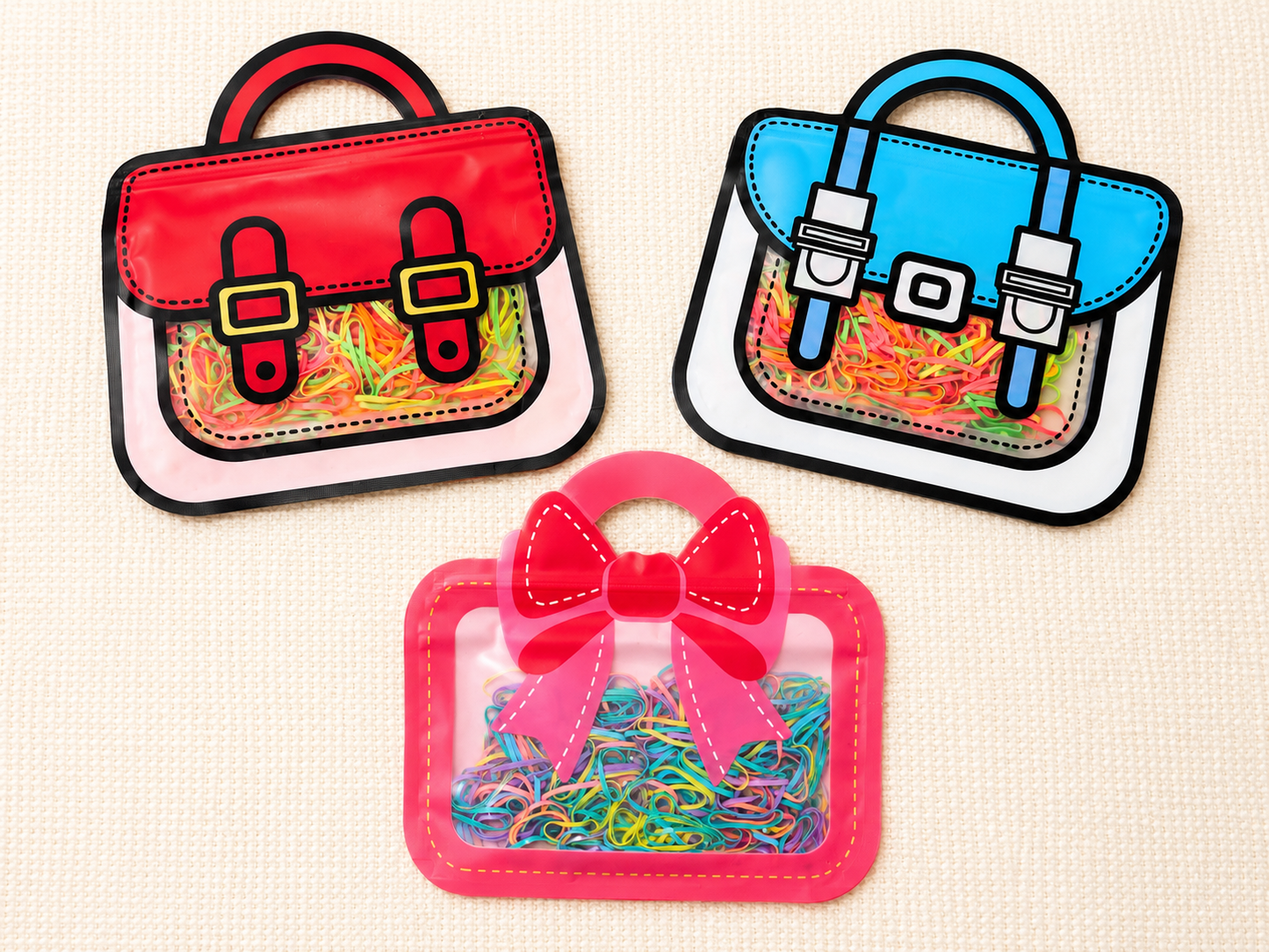 Cute Cartoon Rubber Band Storage Pouch – Mini Handbag Organizer for Kids