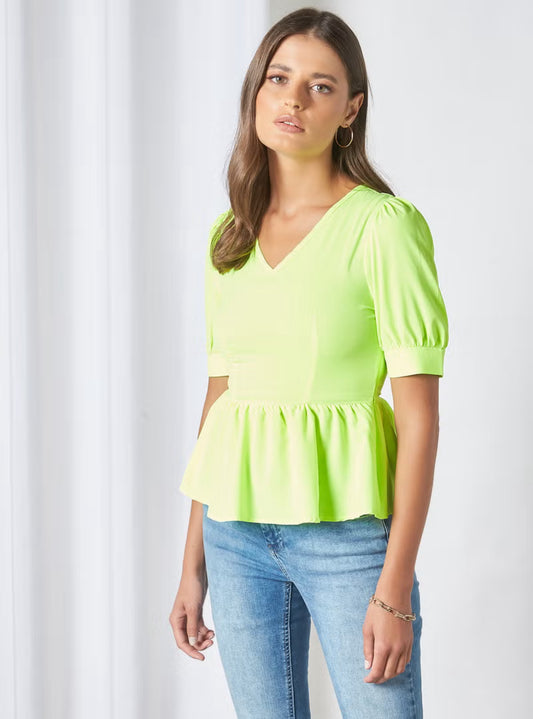 Aila V-Neck Casual Top Green - Med